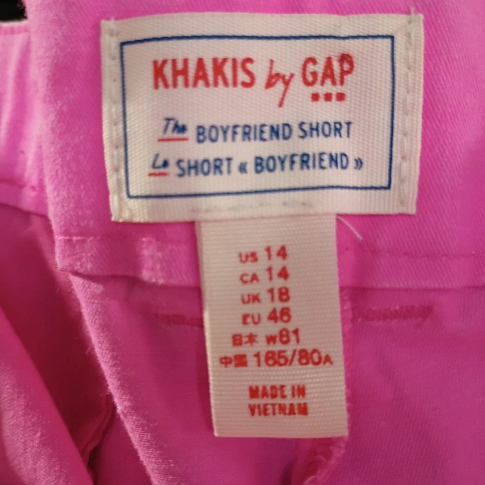 Khakis By GAP Women Boyfriend Roll-Up Hot Pink Summer Nautical Shorts Size 14 - Picture 6 of 8